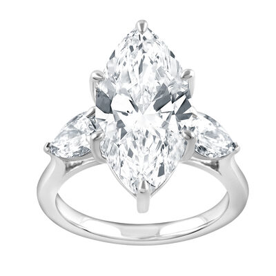 Marquise Lab Grown Diamond 6ctw. Three Stone Engagement Ring in 14k White Gold